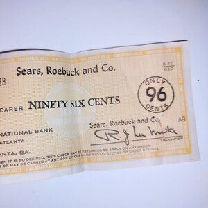Vintage Sears, Roebuck and Co. Only 96 Cents Check-AS IS